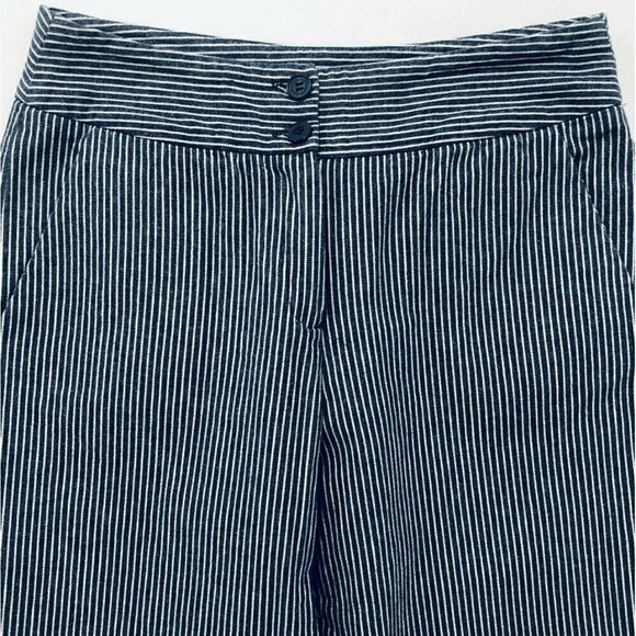 Sandro Sportswear Womens Size 10 Blue Striped Crop Cuffed Pants - Picture 2 of 5